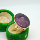 George III Grand Tour Carved Amethyst Cameo Signet Ring Antique c1820
