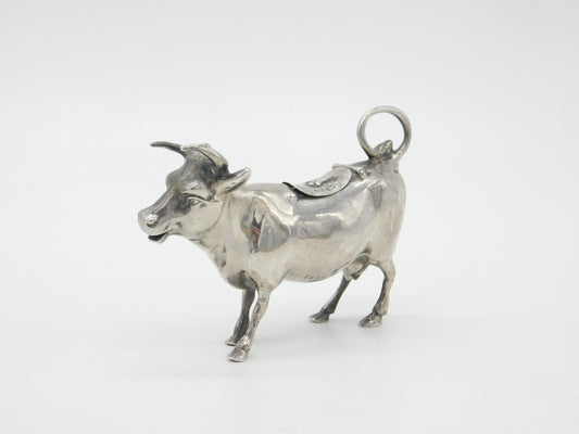 Victorian Sterling Silver Cow Creamer 1899 Chester Import Dutch 18th Century