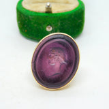 George III Grand Tour Carved Amethyst Cameo Signet Ring Antique c1820