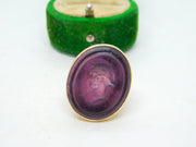 George III Grand Tour Carved Amethyst Cameo Signet Ring Antique c1820