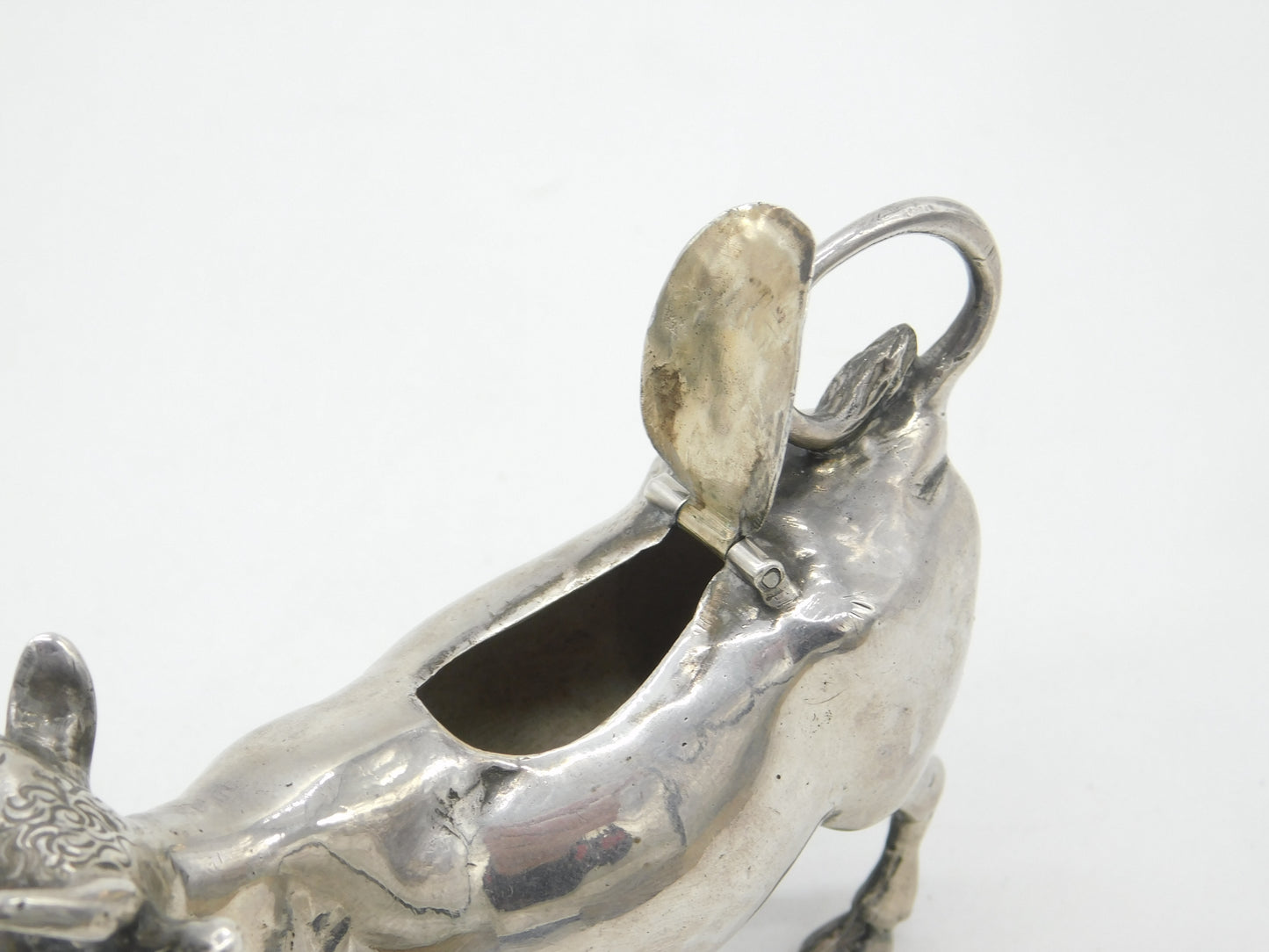 Victorian Sterling Silver Cow Creamer 1899 Chester Import Dutch 18th Century