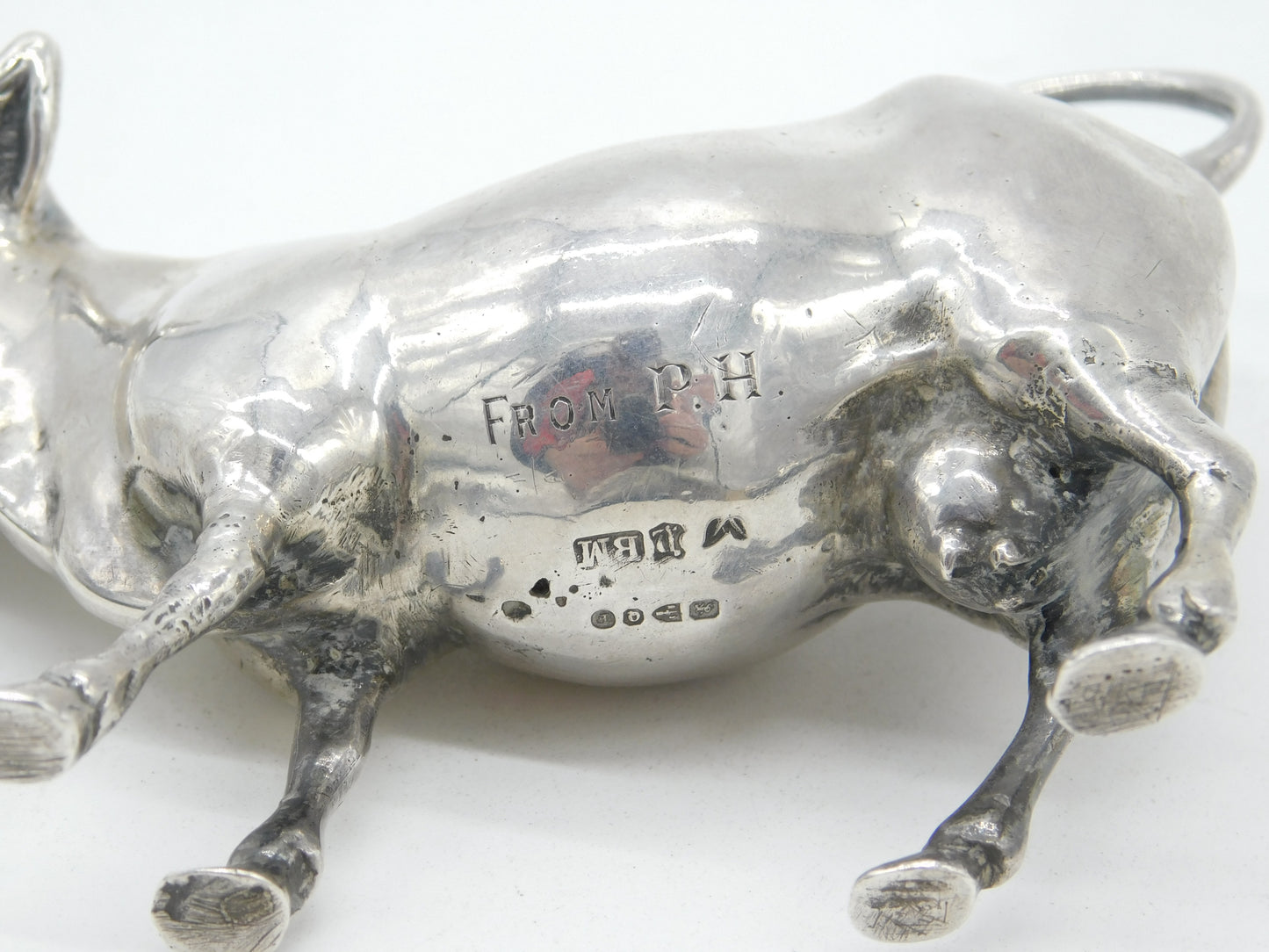 Victorian Sterling Silver Cow Creamer 1899 Chester Import Dutch 18th Century