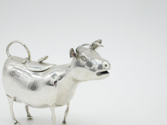 Victorian Sterling Silver Large Cow Creamer Jug Antique 1892 Import London