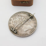 Georgian Sterling Silver Crown Coin Brooch 1820 Antique King George III
