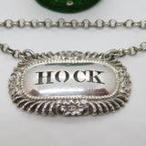 George III Sterling Silver 'Hock' Decanter Label Floral Antique 1820 London
