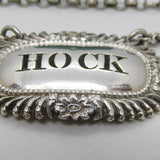 George III Sterling Silver 'Hock' Decanter Label Floral Antique 1820 London
