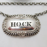 George III Sterling Silver 'Hock' Decanter Label Floral Antique 1820 London