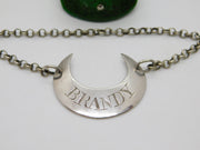 George III Sterling Silver Bright Cut Crescent 'Brandy' Decanter Label c1770