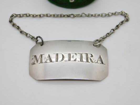 George IV Sterling Silver Bright Cut Madeira Decanter Label Antique 1828