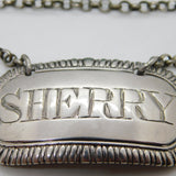 George III Sterling Silver Bright Cut Sherry Decanter Label Antique 1810 London