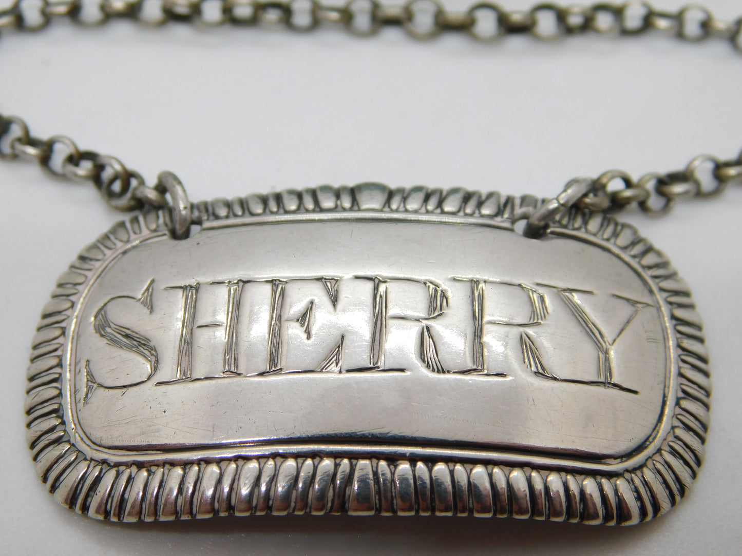 George III Sterling Silver Bright Cut Sherry Decanter Label Antique 1810 London