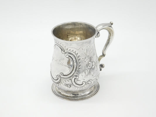 George II Sterling Silver Engraved Tankard 1755 London Richard Gurney & Co.