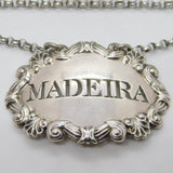 George III Sterling Silver Shell Pattern Madeira Decanter Label Antique 1809 London