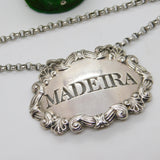 George III Sterling Silver Shell Pattern Madeira Decanter Label Antique 1809 London