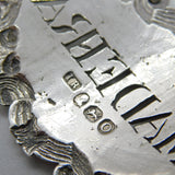 George III Sterling Silver Shell Pattern Madeira Decanter Label Antique 1809 London