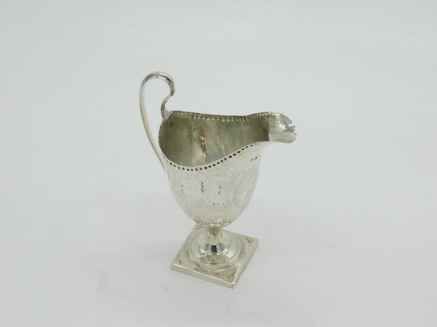 George III Sterling Silver Cross Pattern Helmet Cream Jug Antique 1794 London