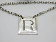 George III Sterling Silver Bright Cut Square Rum Decanter Label Antique 1806