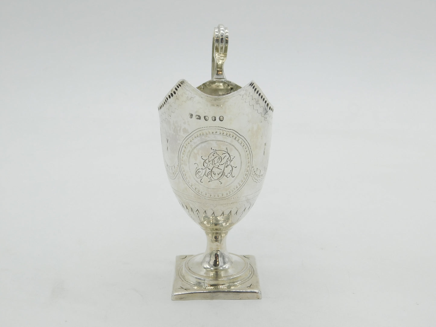 George III Sterling Silver Cross Pattern Helmet Cream Jug Antique 1794 London