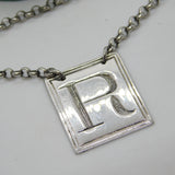 George III Sterling Silver Bright Cut Square Rum Decanter Label Antique 1806