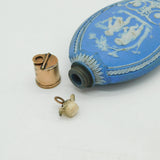 18th Century Silver Gilt & Wedgwood Pale Jasperware Scent Bottle Antique c1790s