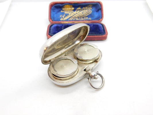 Edwardian Sterling Silver Double Sovereign Case Fob 1905 Birmingham Antique