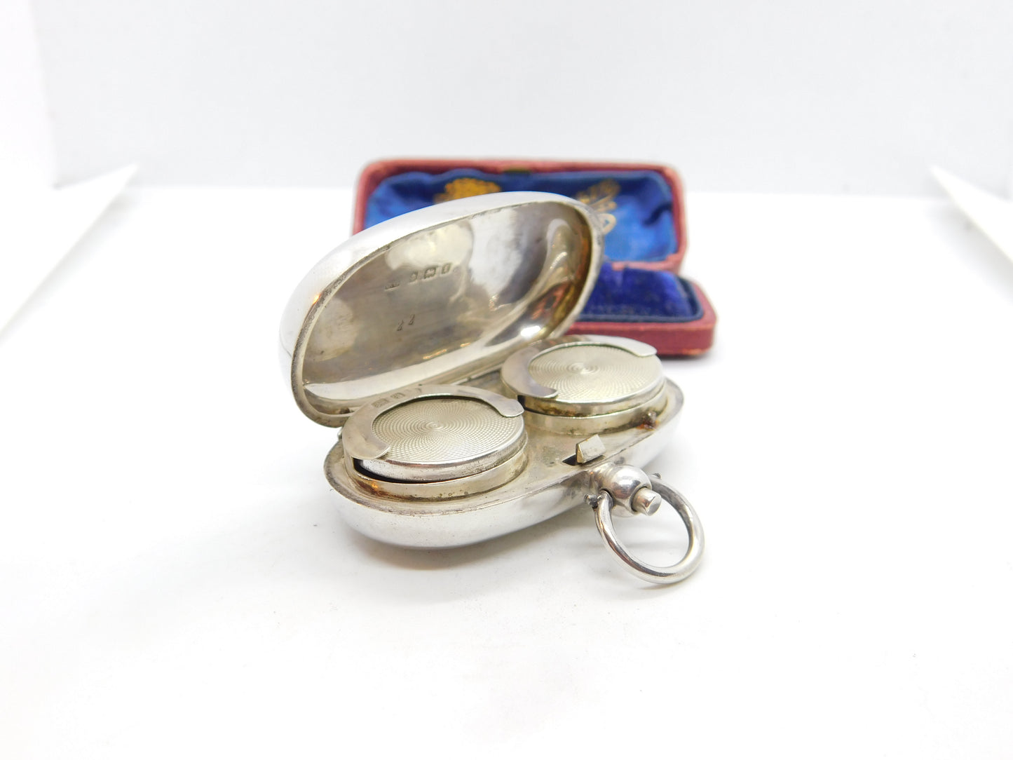 Edwardian Sterling Silver Double Sovereign Case Fob 1905 Birmingham Antique