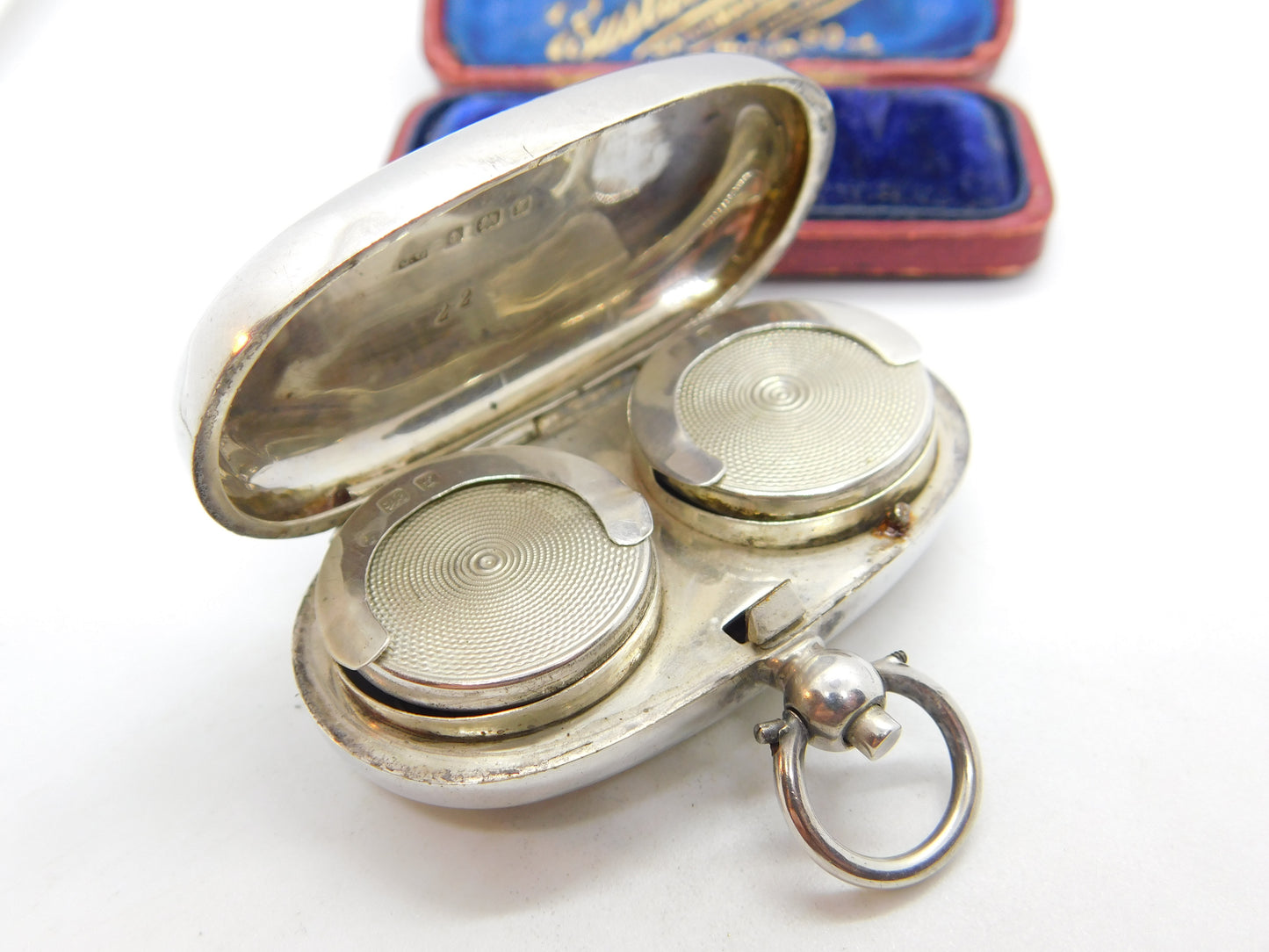 Edwardian Sterling Silver Double Sovereign Case Fob 1905 Birmingham Antique