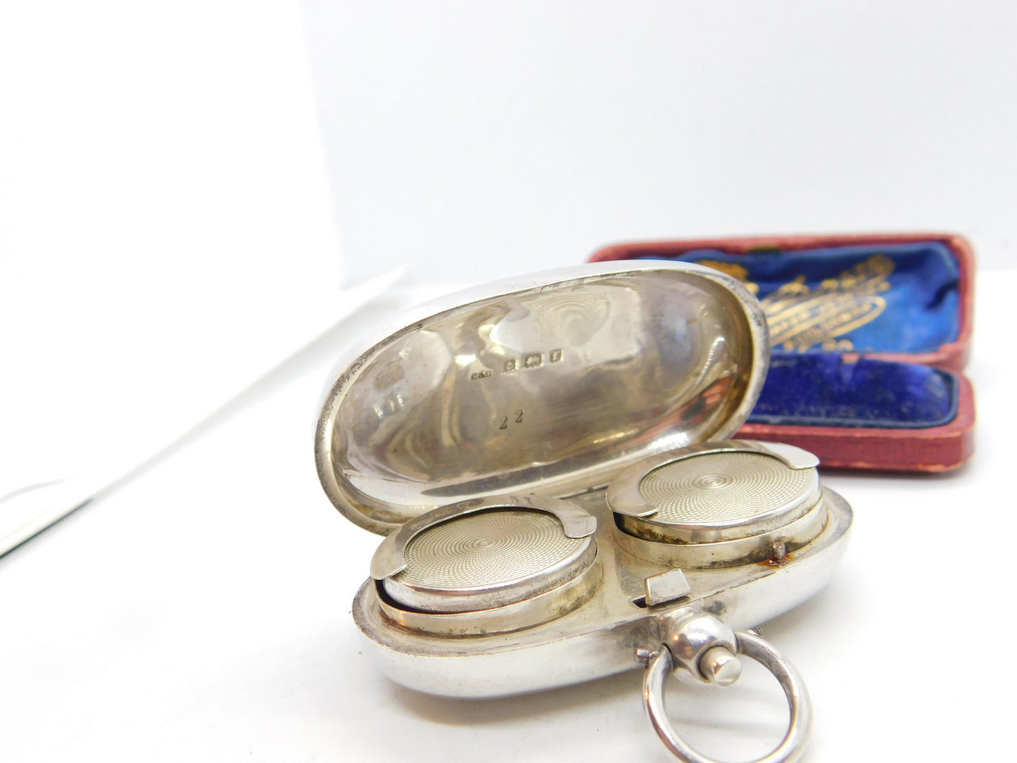 Edwardian Sterling Silver Double Sovereign Case Fob 1905 Birmingham Antique