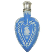 18th Century Silver Topped Wedgwood Jasperware Heart Shaped Scent Bottle c1790