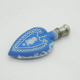 18th Century Silver Topped Wedgwood Jasperware Heart Shaped Scent Bottle c1790