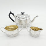 Victorian Sterling Silver Fluted Pattern Bachelors Tea Set Antique 1887 Chester