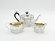 Victorian Sterling Silver Fluted Pattern Bachelors Tea Set Antique 1887 Chester