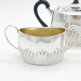 Victorian Sterling Silver Fluted Pattern Bachelors Tea Set Antique 1887 Chester