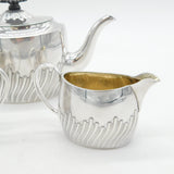 Victorian Sterling Silver Fluted Pattern Bachelors Tea Set Antique 1887 Chester