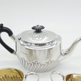 Victorian Sterling Silver Fluted Pattern Bachelors Tea Set Antique 1887 Chester