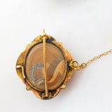 Victorian 18ct Gold, Onyx, Enamel & Seed Pearl Trefoil Mourning Brooch Antique 1887