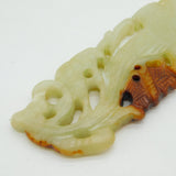 Chinese 20ct Yellow Gold & Celadon Jade Floral Pendant Antique c1880s