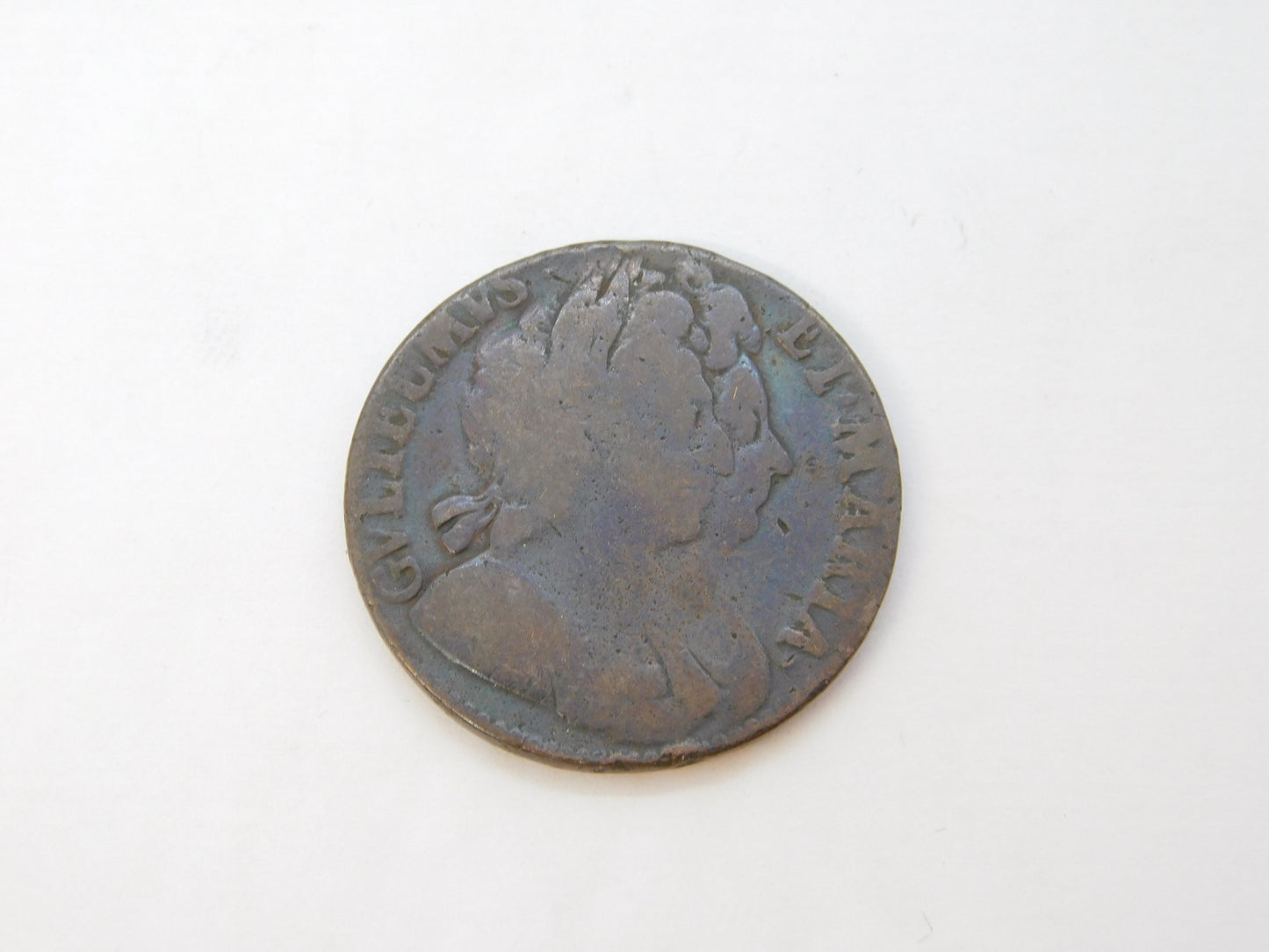 King William & Queen Mary Half Penny Coin Antique 1694 Fair Condition