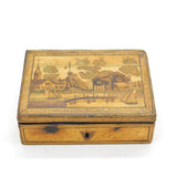 Georgian Napoleonic Prisoner of War Straw Work Trinket Box Antique c1815