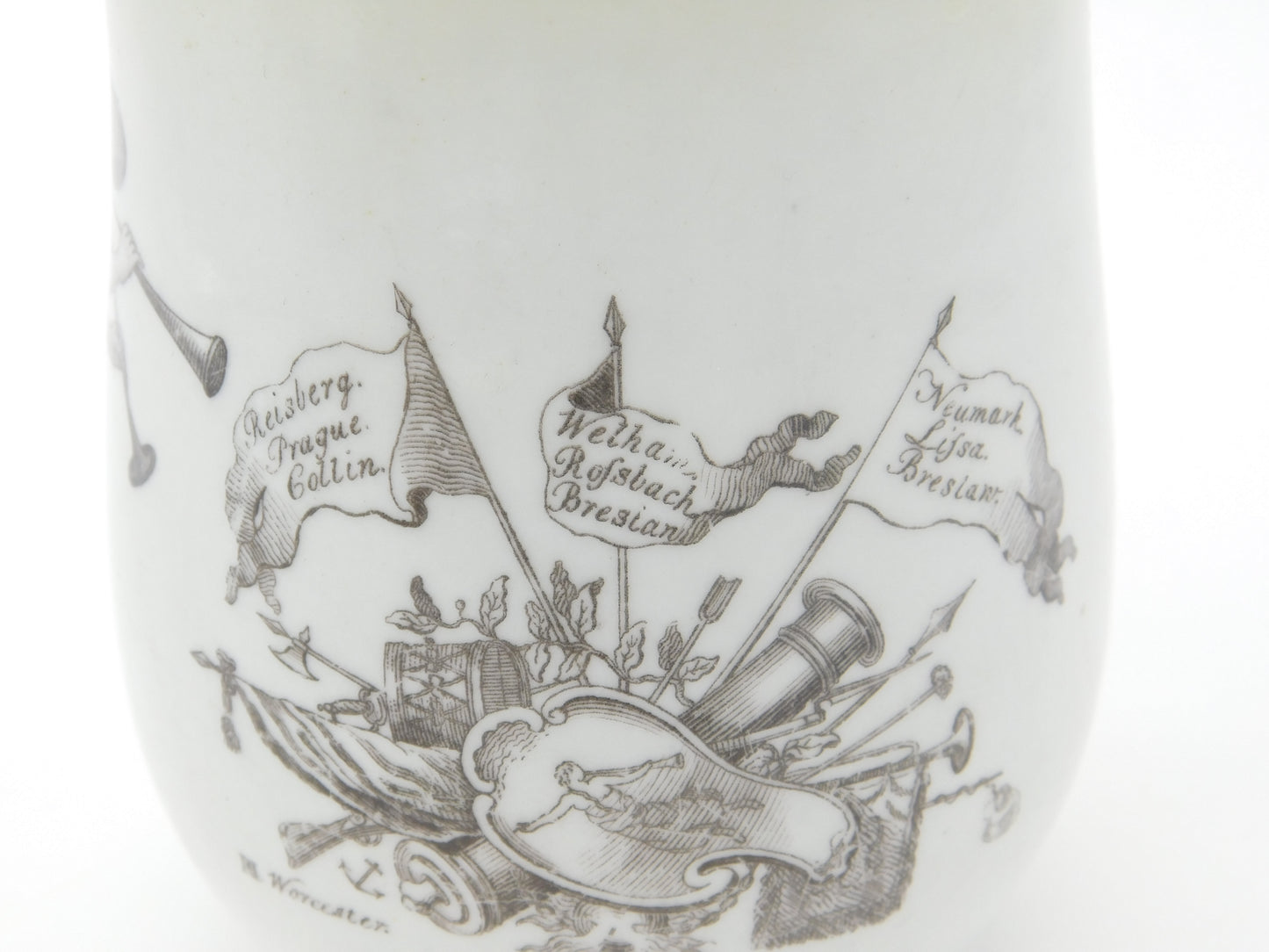 Robert Hancock Worcester King of Prussia Bell Shaped Mug 1757 Antique Georgian