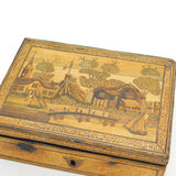 Georgian Napoleonic Prisoner of War Straw Work Trinket Box Antique c1815