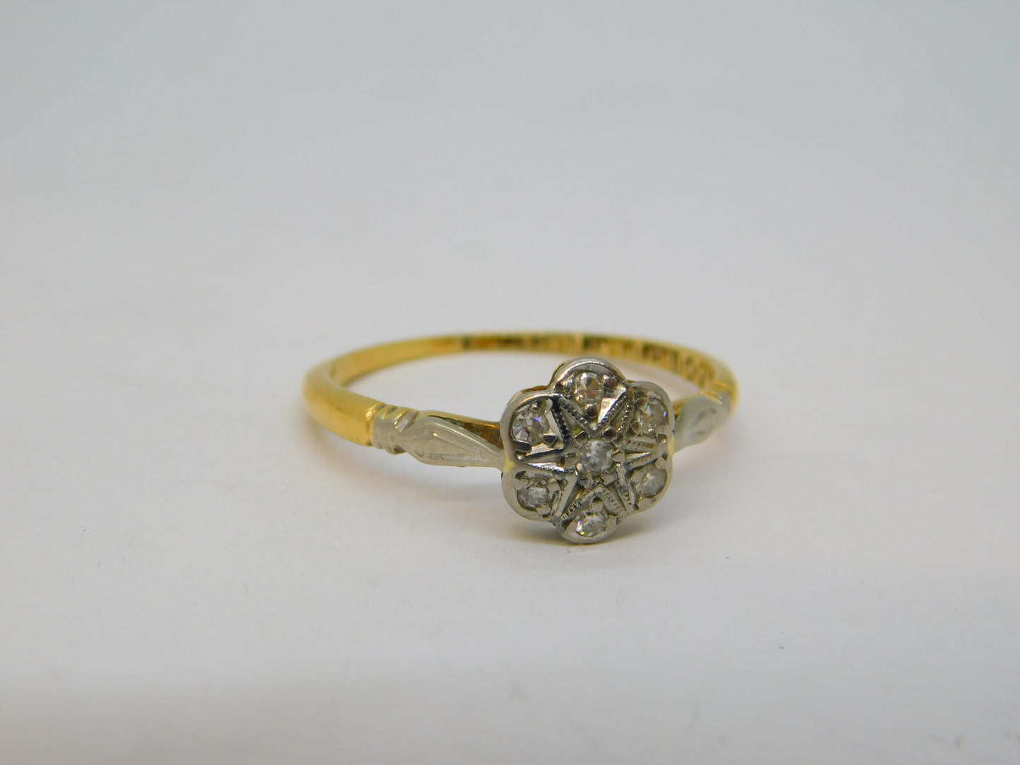 Victorian 18ct Yellow Gold Diamond Set Starburst Cluster Ring Antique c1880