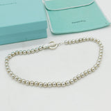Boxed Tiffany & Co. Sterling Silver Beaded Pattern Necklace Vintage c2000