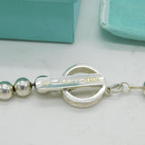 Boxed Tiffany & Co. Sterling Silver Beaded Pattern Necklace Vintage c2000