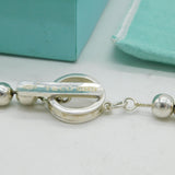 Boxed Tiffany & Co. Sterling Silver Beaded Pattern Necklace Vintage c2000