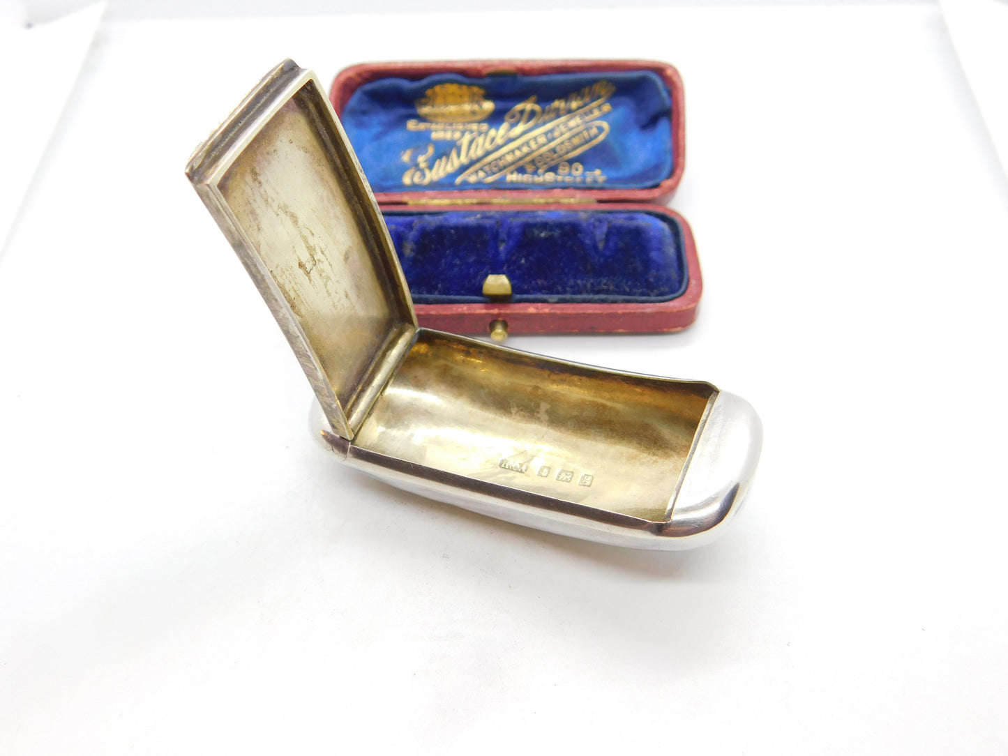 Edwardian Sterling Silver Snuff or Pill Box 1906 Birmingham Horton & Allday