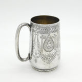 Victorian Sterling Silver Floral Pattern Tankard Mug Antique 1880 Exeter