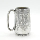 Victorian Sterling Silver Floral Pattern Tankard Mug Antique 1880 Exeter