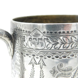 Victorian Sterling Silver Floral Pattern Tankard Mug Antique 1880 Exeter
