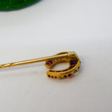Victorian 15ct Gold, Ruby & Diamond Horseshoe Stick Pin Antique c1890